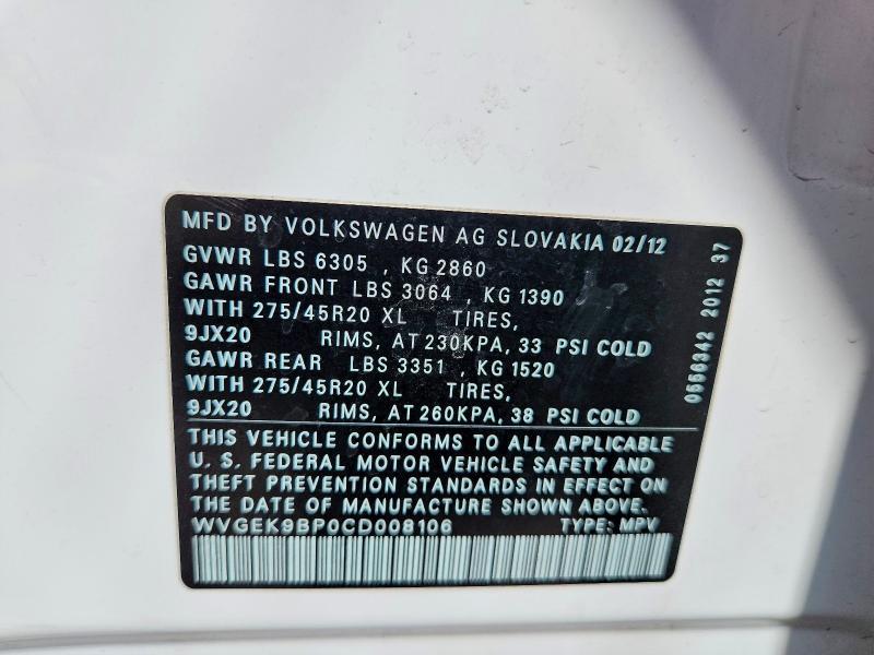 2012 Volkswagen Touareg V6 tdi