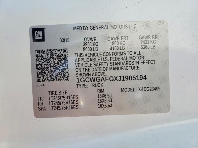 2018 Chevrolet Express 2500 Cargo Utility / Service van