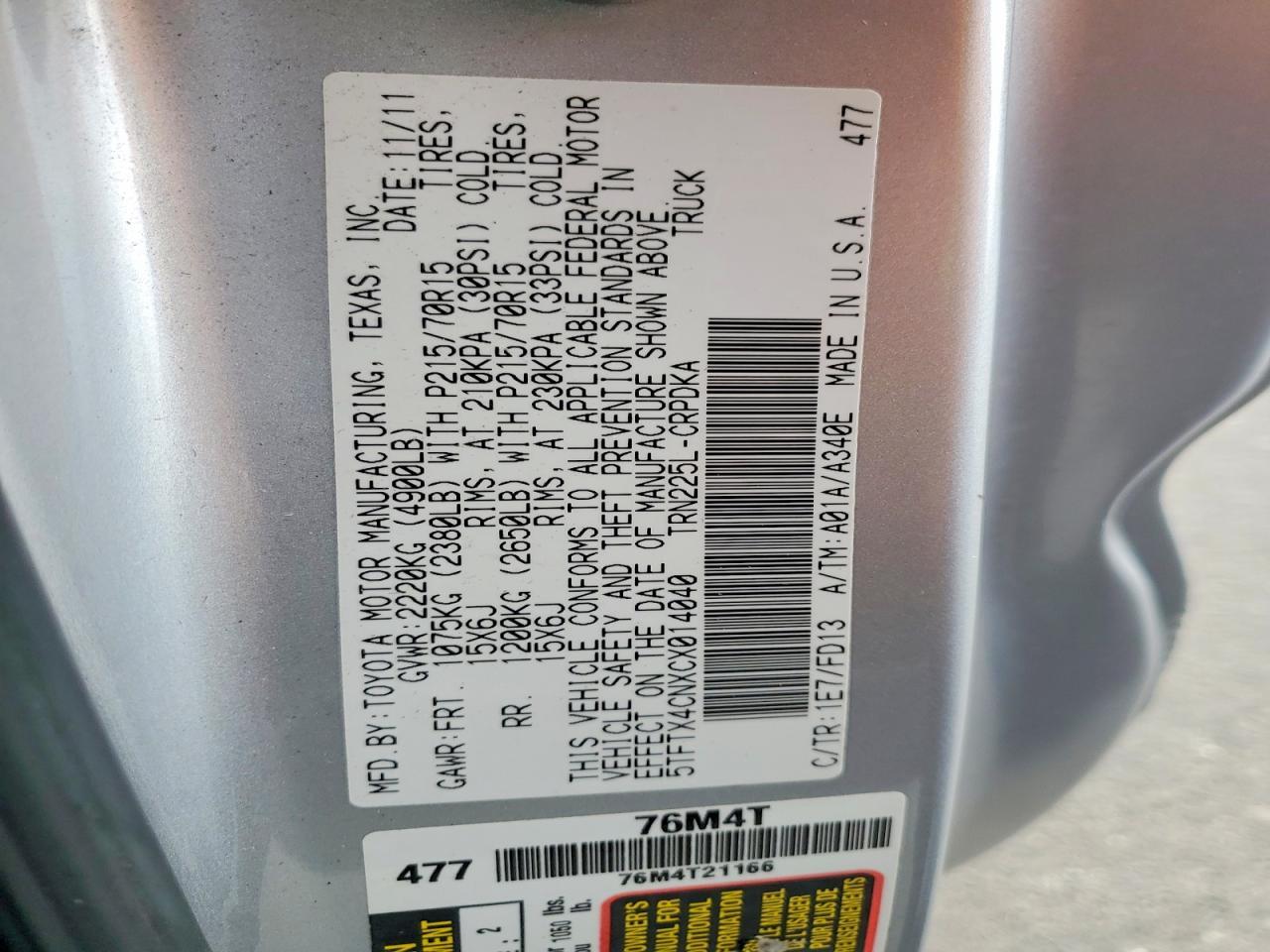 2012 Toyota Tacoma Base
