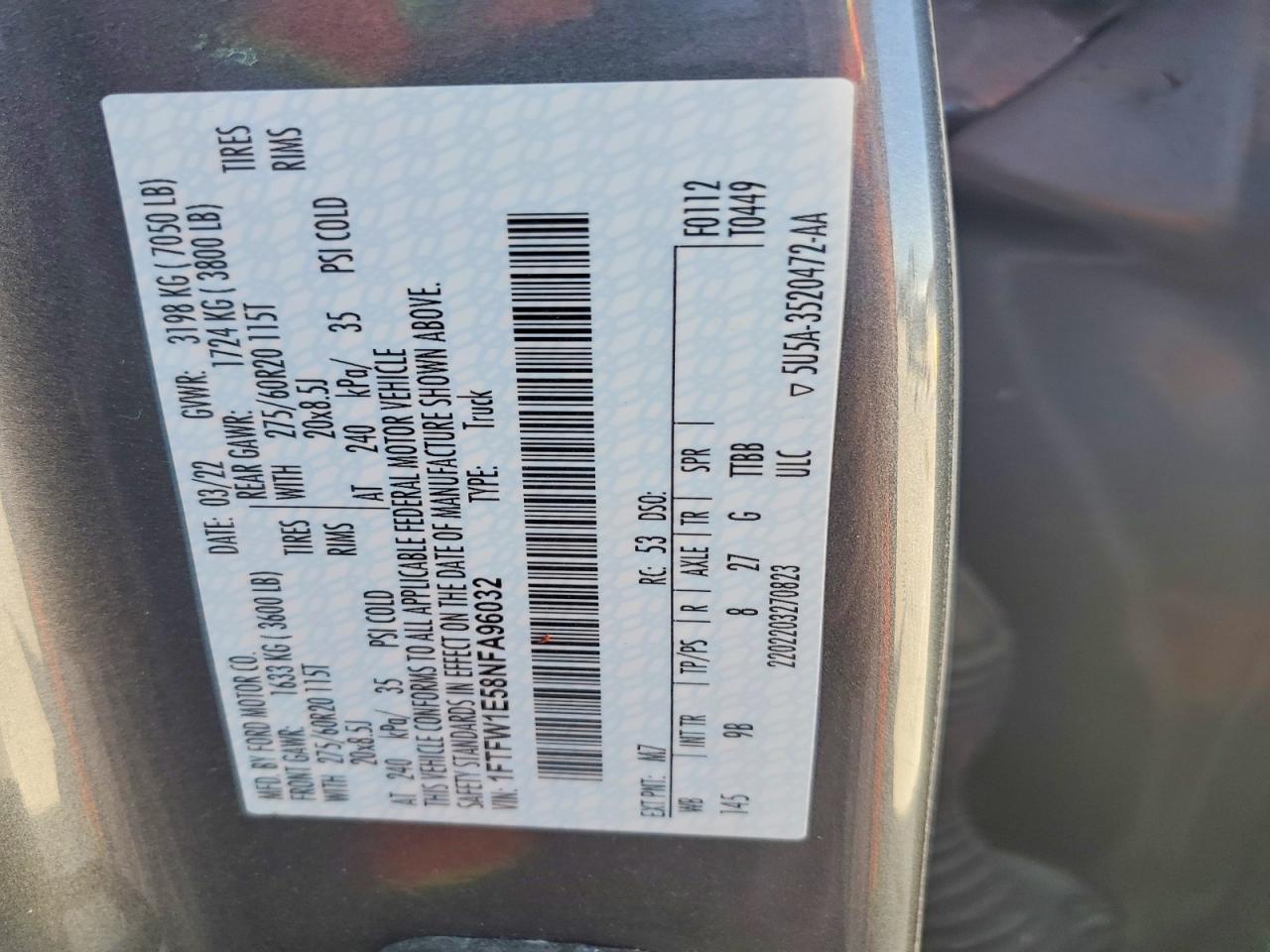 2022 Ford F150 Supercrew
