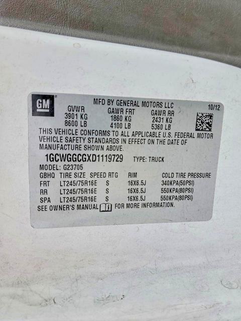 2013 Chevrolet Express 2500 EXT Utility / Service Van