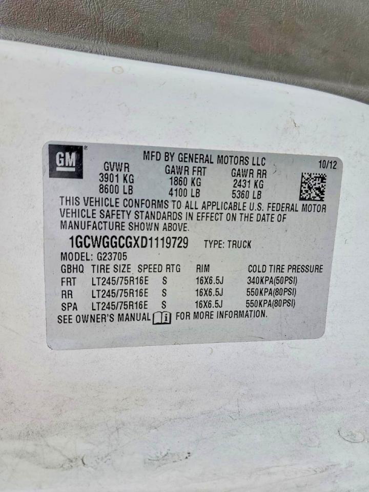 2013 Chevrolet Express 2500 EXT Utility / Service Van