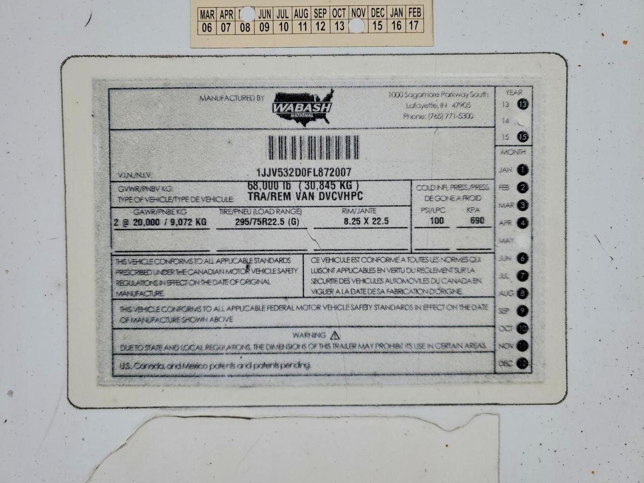 2015 Arrow 2015 Wabash Dvcvhpc DRY Van Trailer