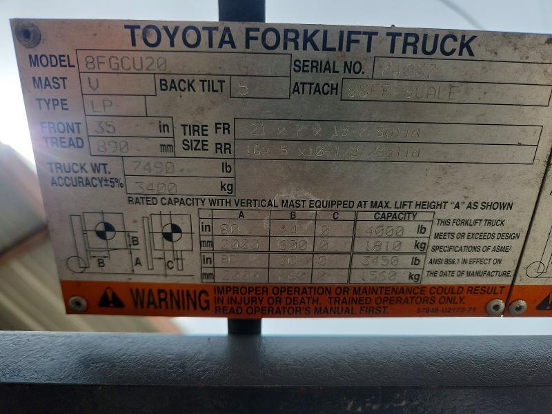 2015 Toyota 8FGCU20 Forklift