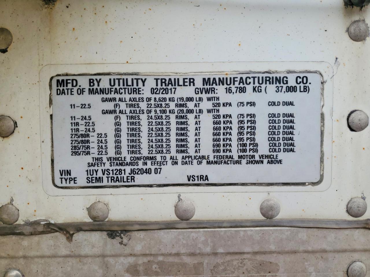 2018 Utility VS1RA Refrigerated Van Trailer