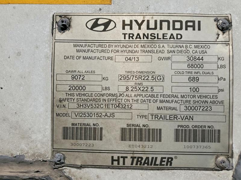 2014 Hyundai Trailers 2014 Hyundai Translead VI2530152-AJS DRY Van Trail
