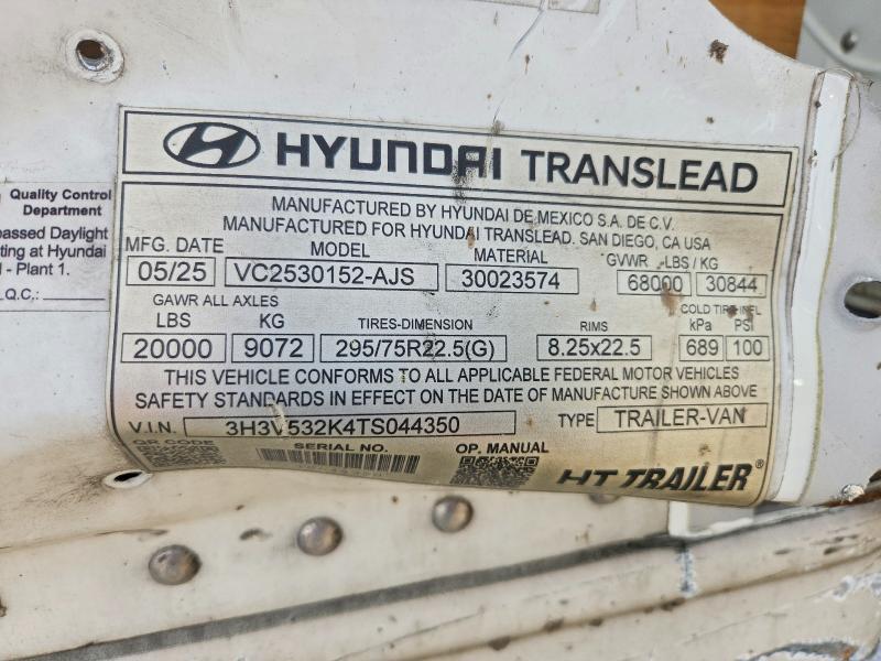 2026 Hyundai Translead Inc 2026 Hyundai Translead VC2530152-AJS DRY Van Trail