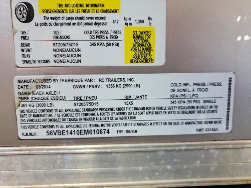 2014 Rc Trailers 2014 RC 6X14SA Enclosed Cargo Trailer