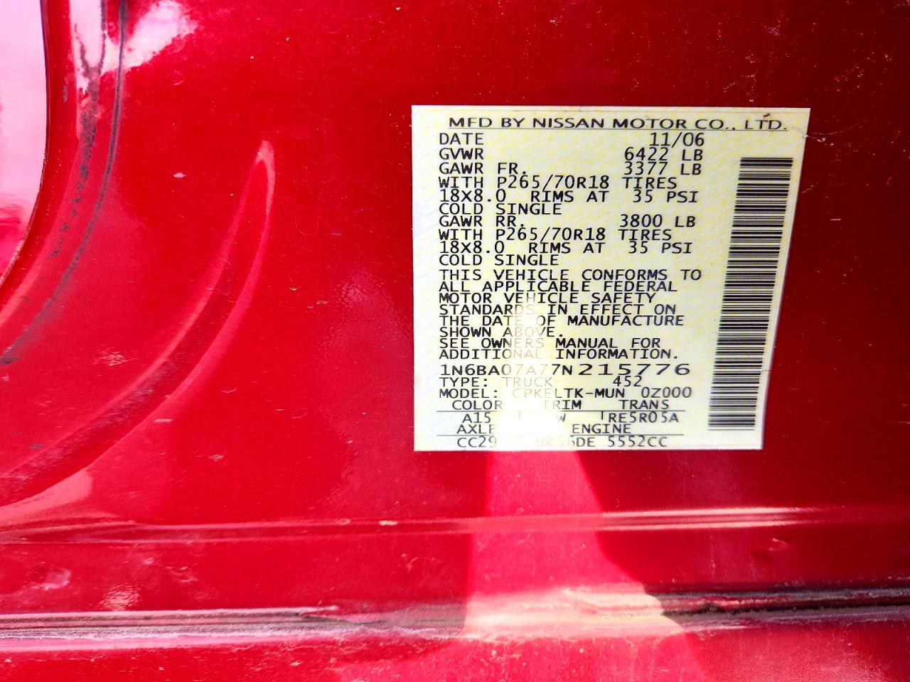 2007 Nissan Titan XE FFV