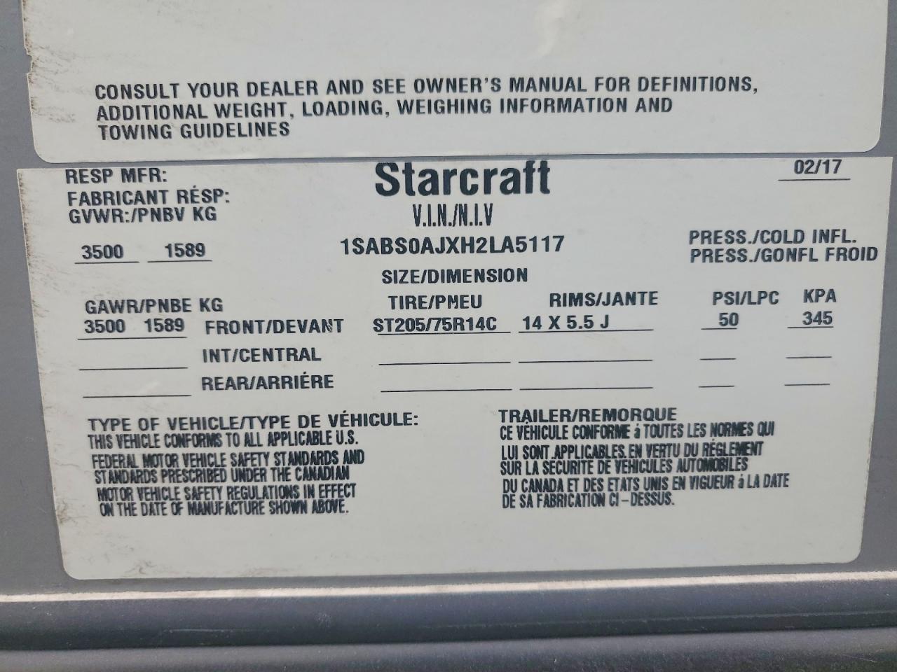2017 Starcraft Autumn Ar Recreational Vehicle (RV)