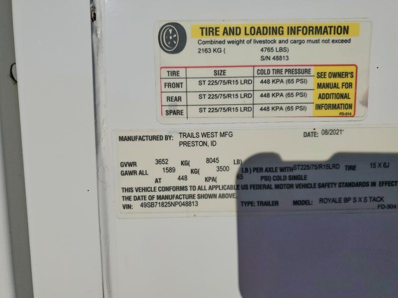 2022 Trailswest Royale BP SXS Tack Horse Trailer
