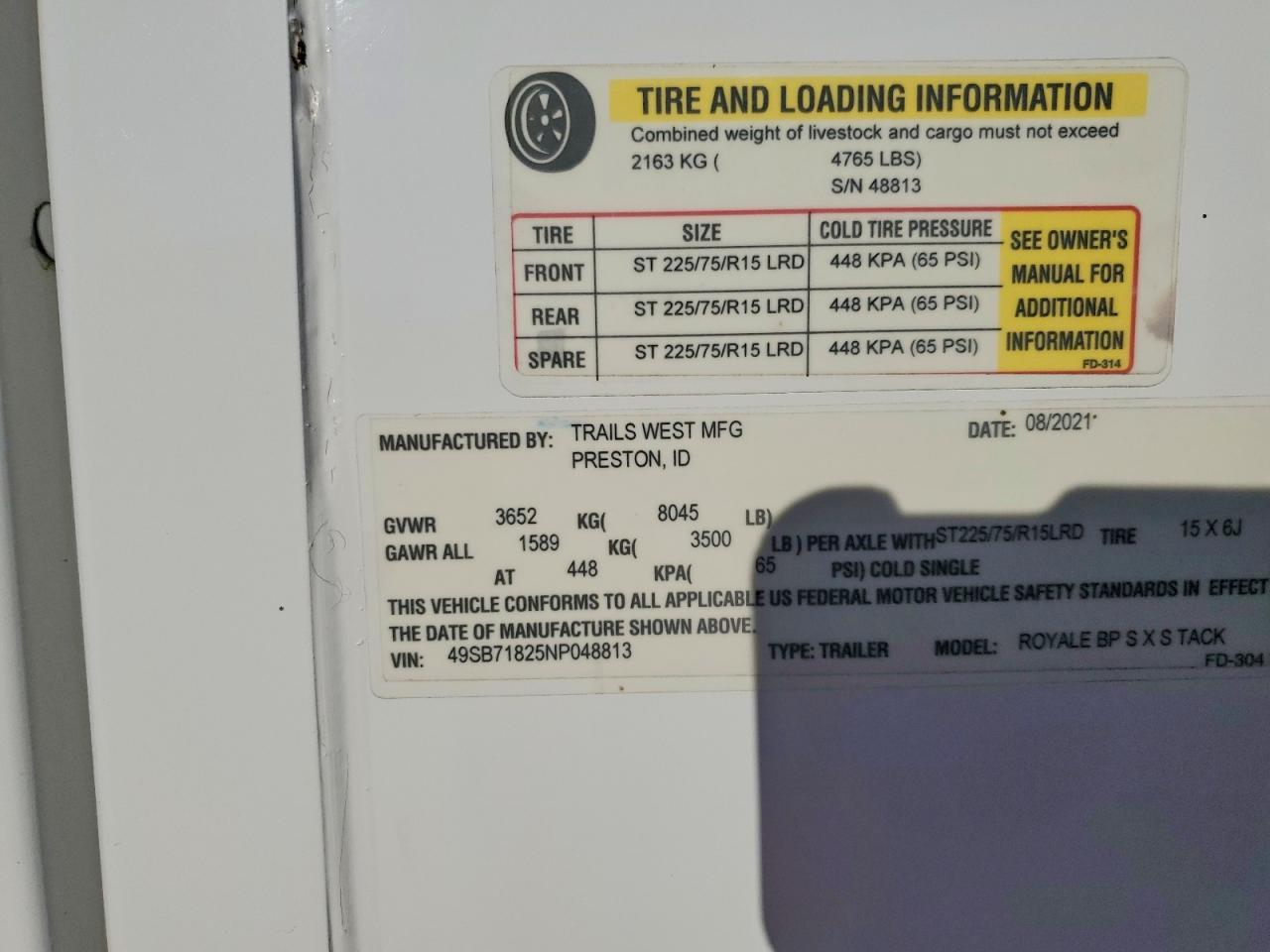 2022 Trailswest Royale BP SXS Tack Horse Trailer