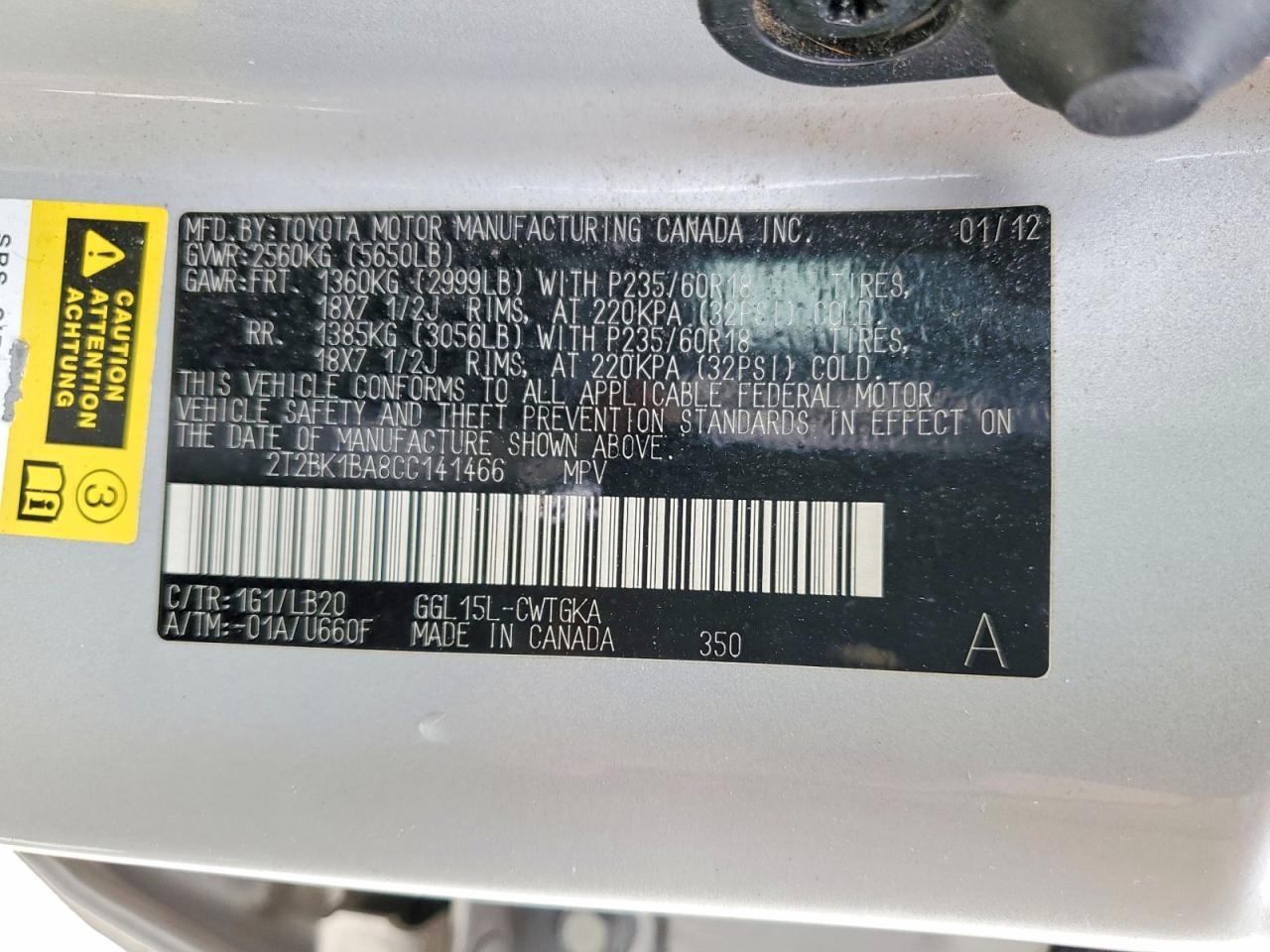 2012 Lexus Rx 350 Base