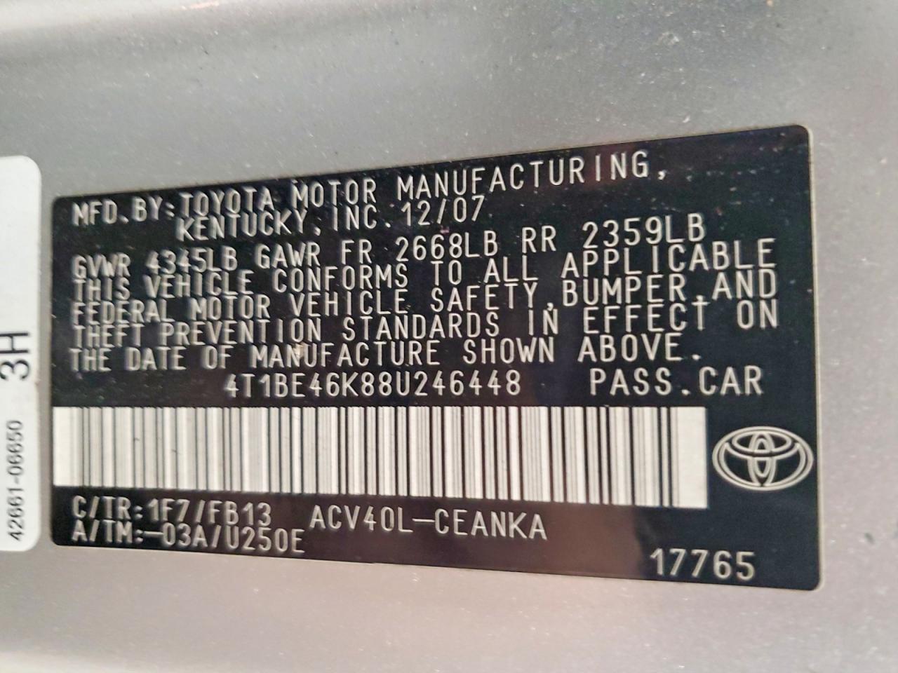 2008 Toyota Camry le