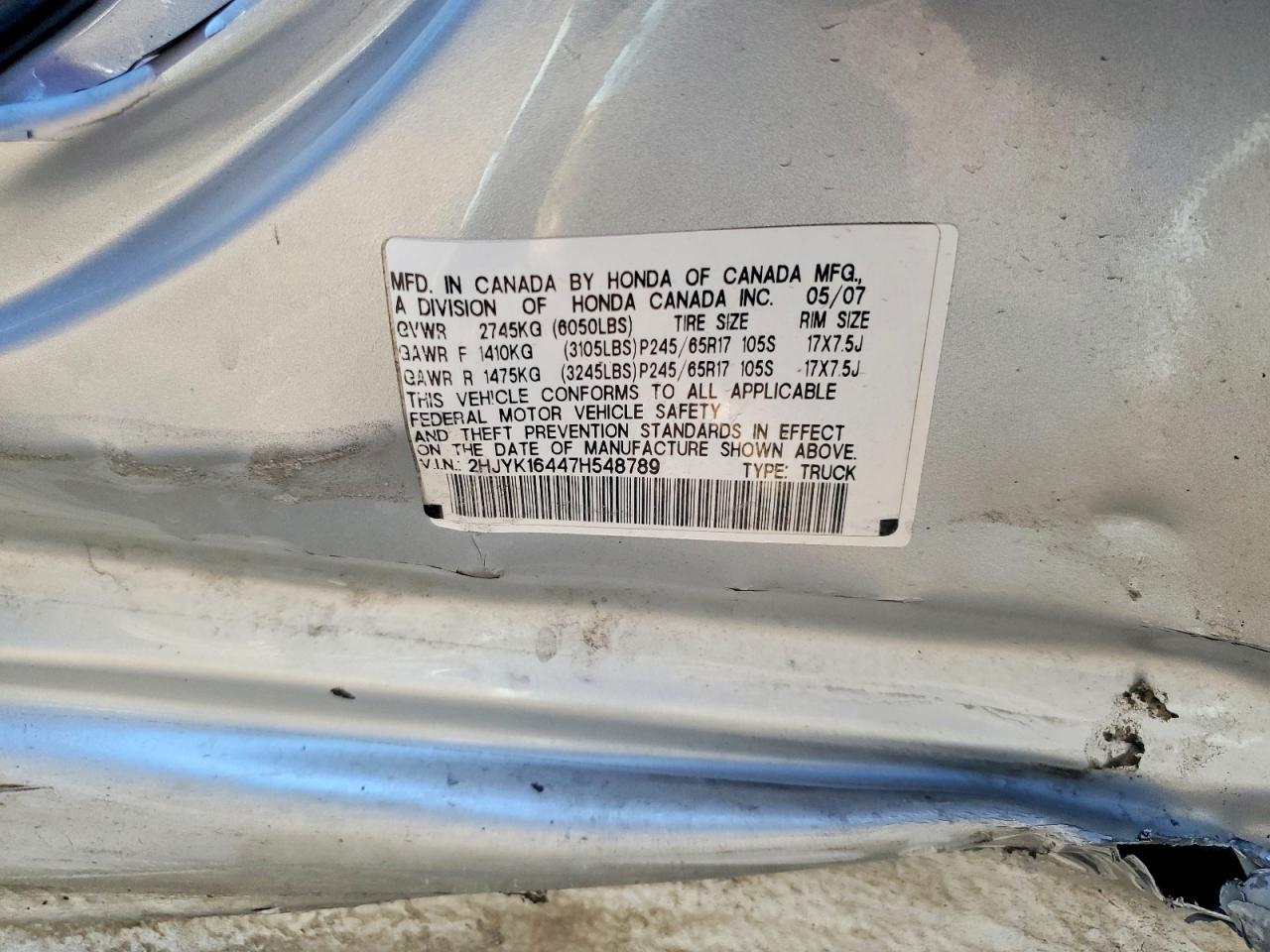 2007 Honda Ridgeline RTS