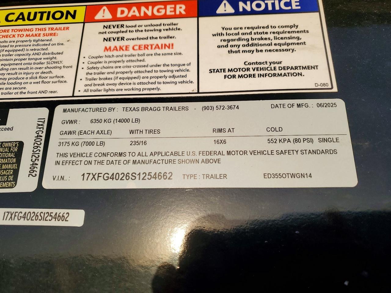 2025 Texas Bragg ED355OTWGN14 Equipment Trailer