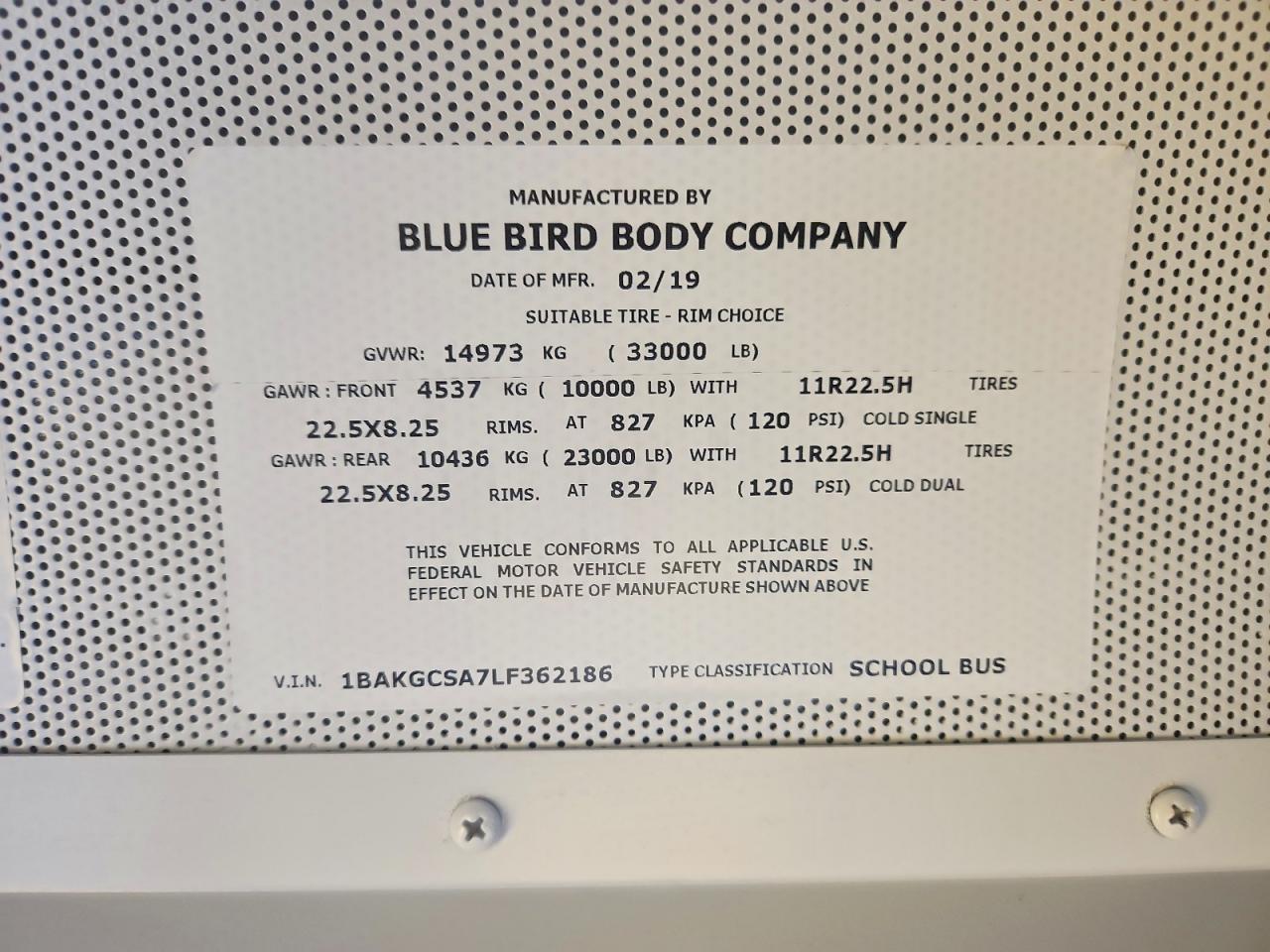 2020 Blue Bird School Bus / Transit Bus