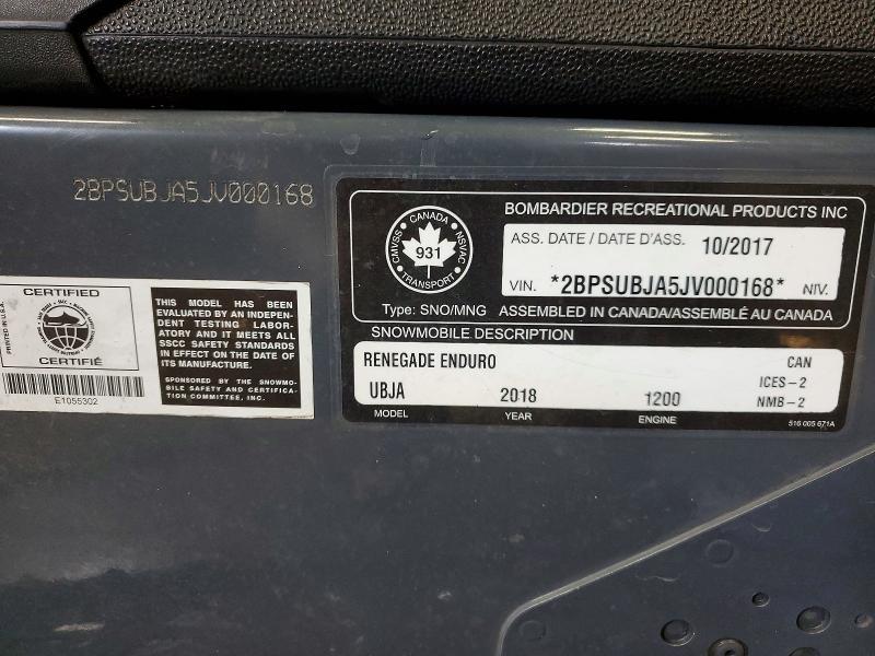 2018 Skidoo Renegade Enduro
