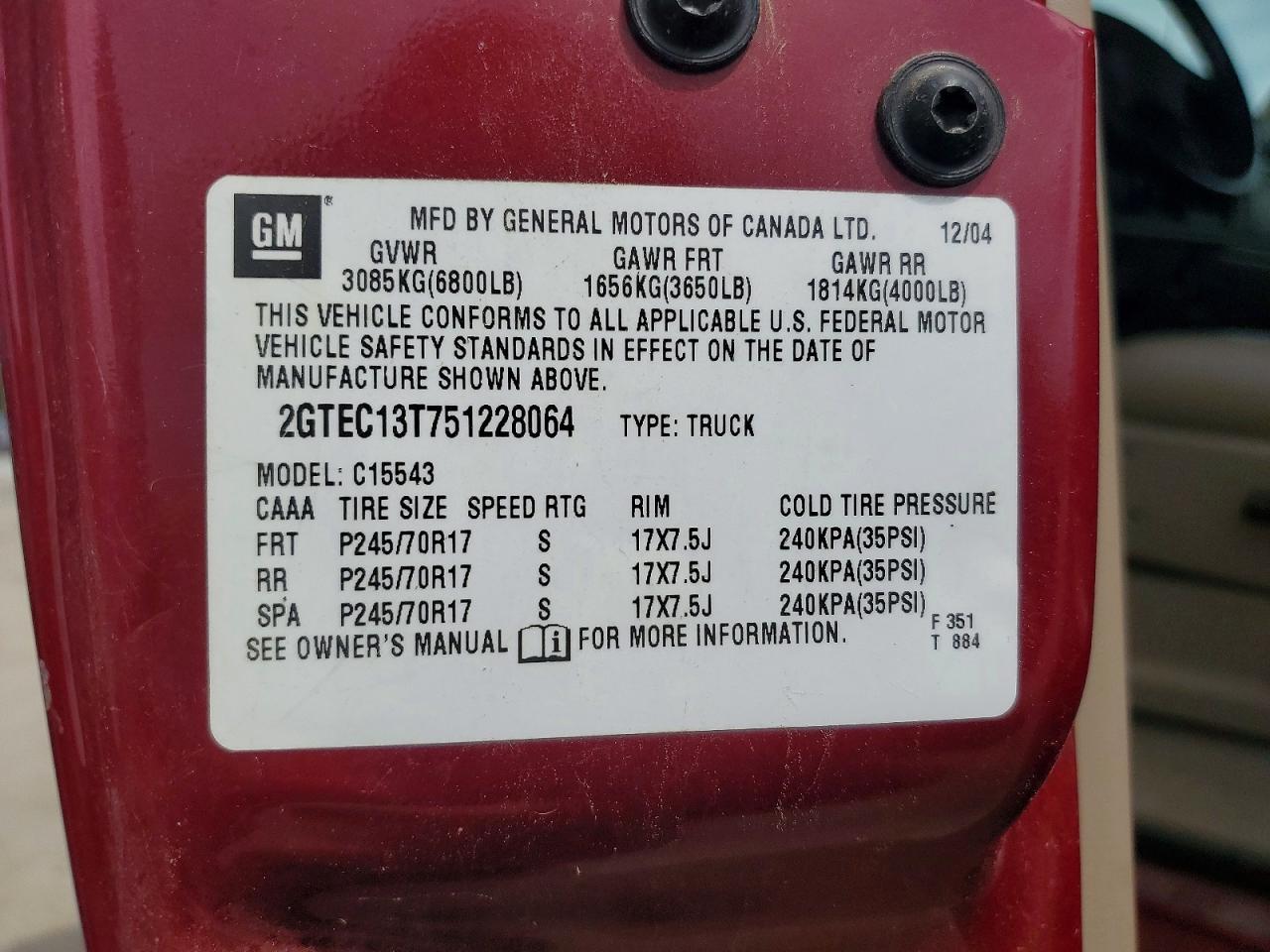 2005 GMC New Sierra C1500