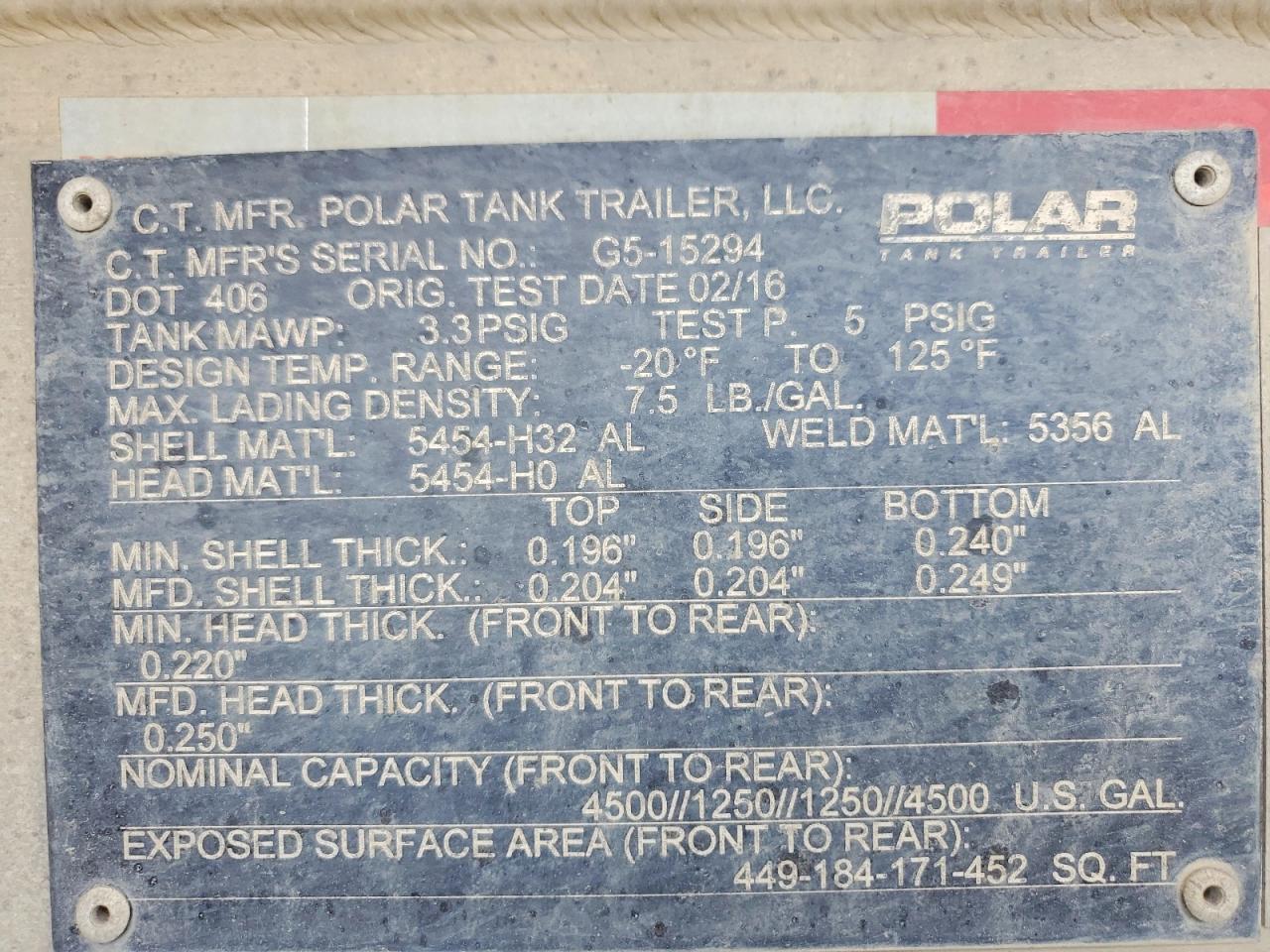2016 Polar Tank Trailer 2016 Polar Fuel Tank Trailer