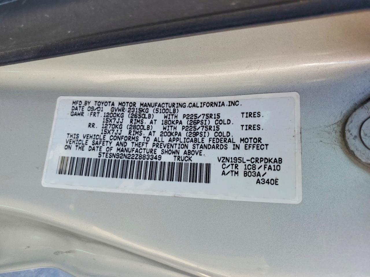 2002 Toyota Tacoma Prerunner V6