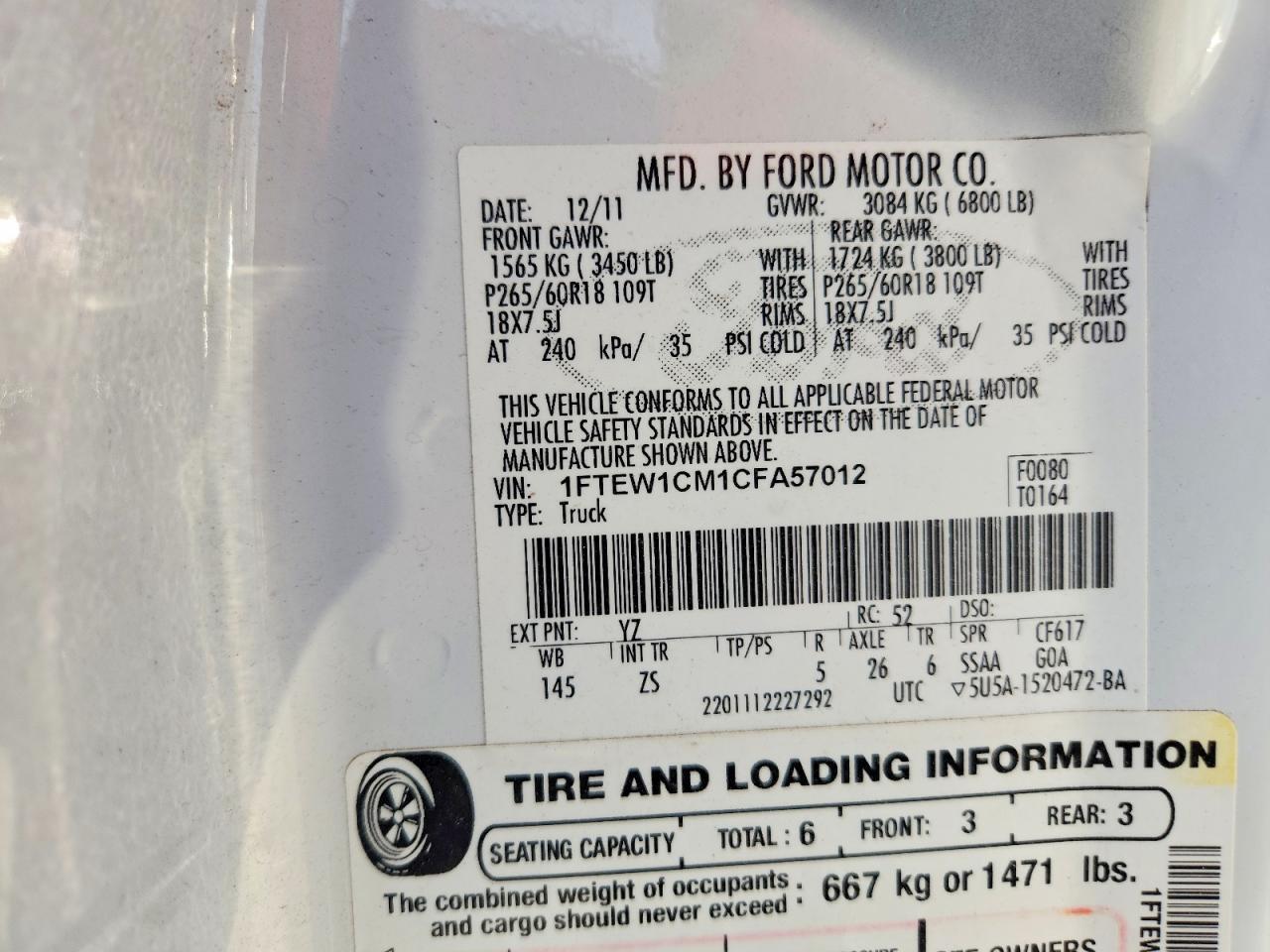 2012 Ford F150 Supercrew