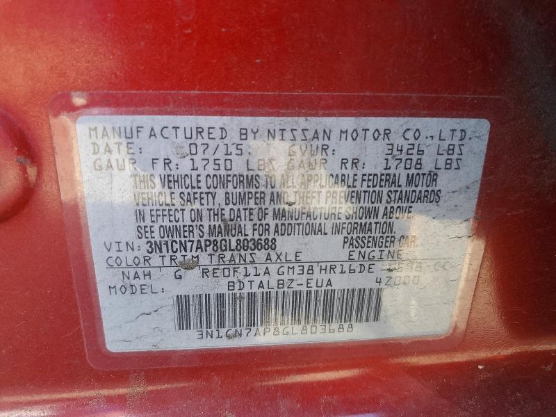 2016 Nissan Versa 1.6 sv