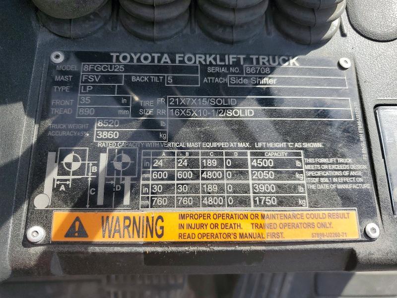 2017 Toyota 8FGCU25 Forklift