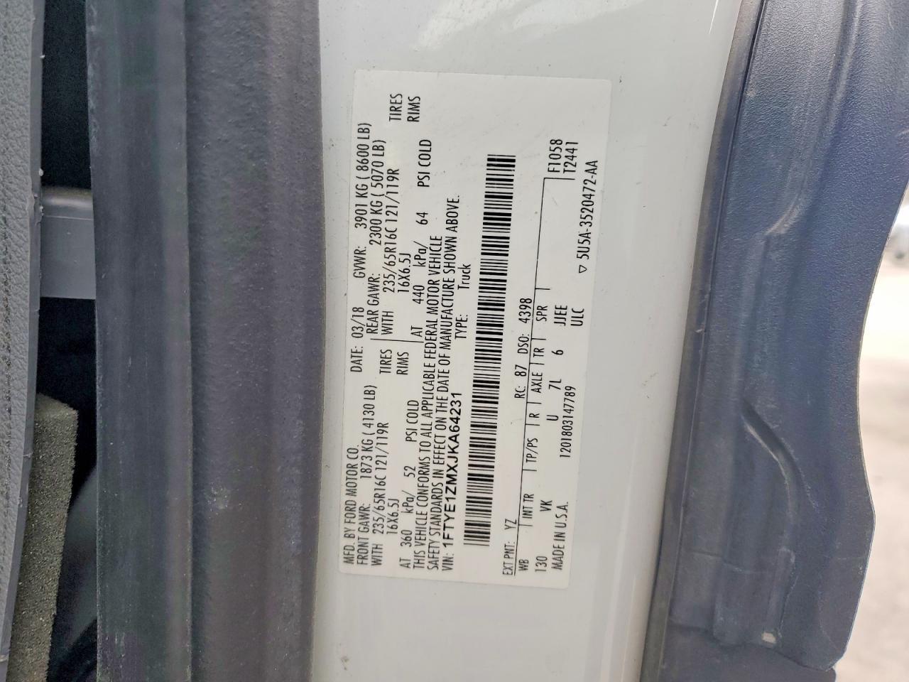 2018 Ford Transit T-150 Utility / Service Van