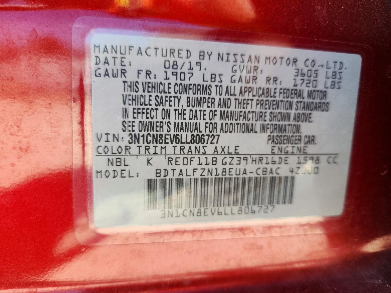 2020 Nissan Versa sv