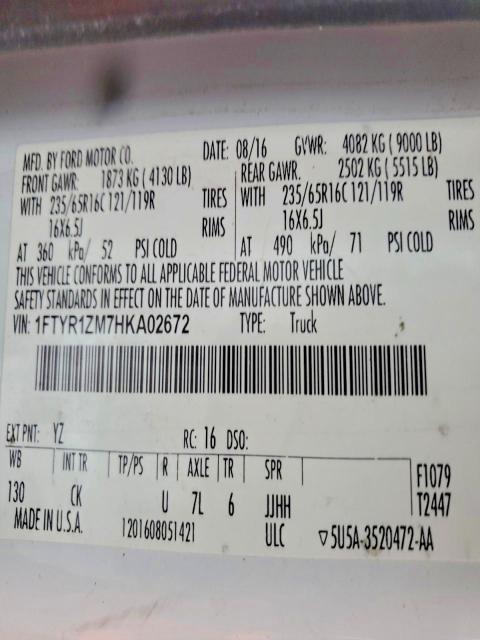 2017 Ford Transit 250 Utility / Service Van