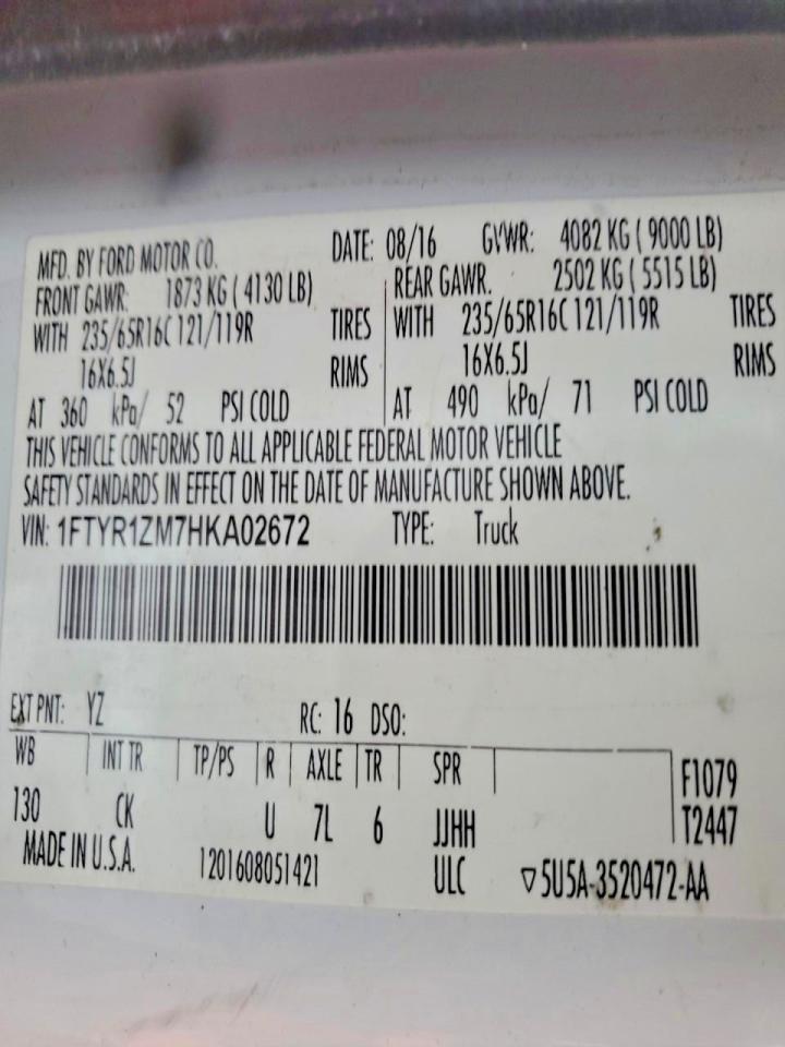 2017 Ford Transit 250 Utility / Service Van