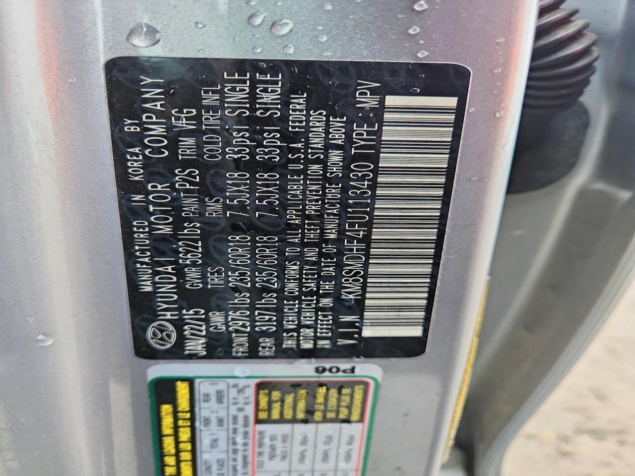 2015 Hyundai Santa fe gls