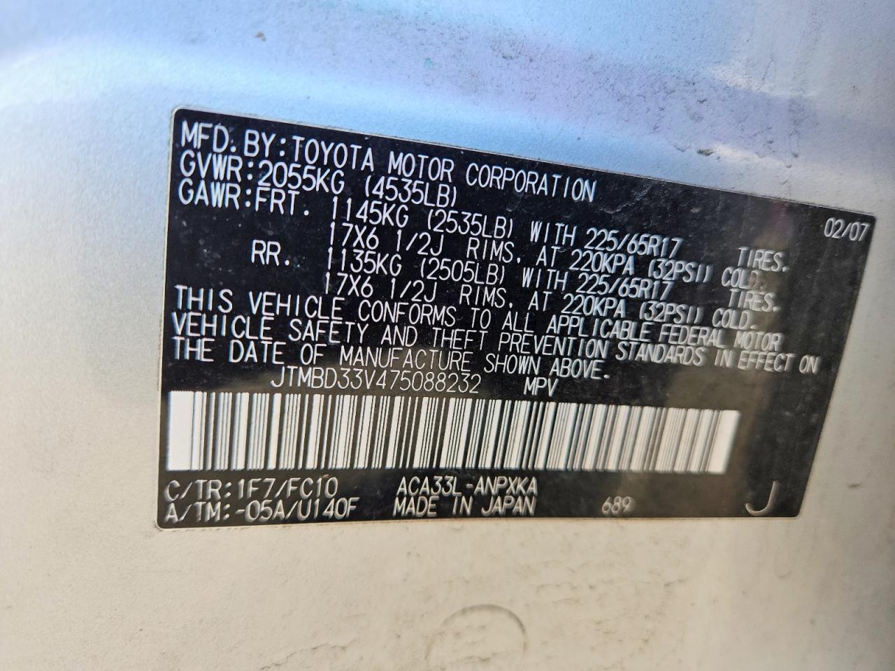 2007 Toyota Rav4 Base