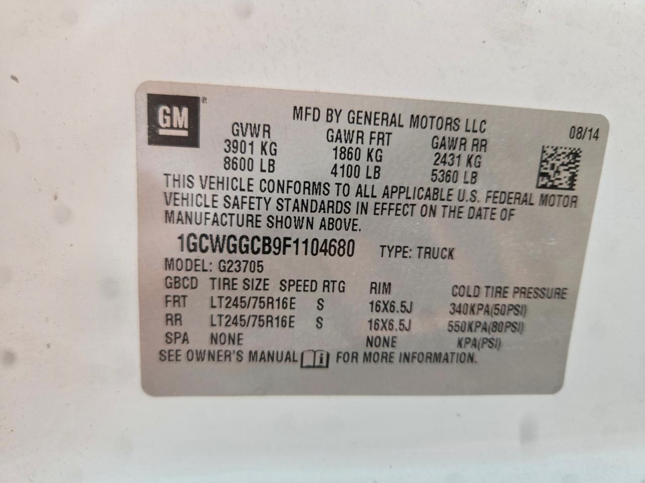 2015 Chev Rolet Express 2500 Cargo EXT Delivery Van