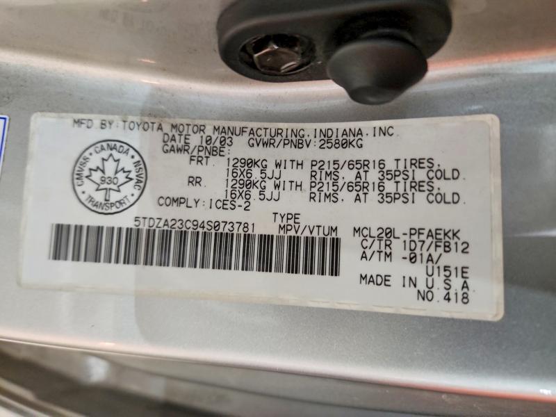 2004 Toyota Sienna ce 7 Passenger