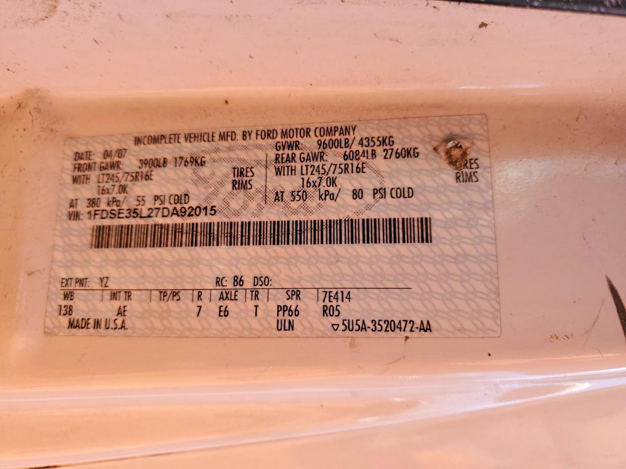 2007 Ford E350 Utility / Service Truck