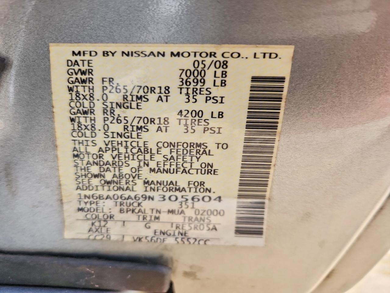 2009 Nissan Titan XE FFV