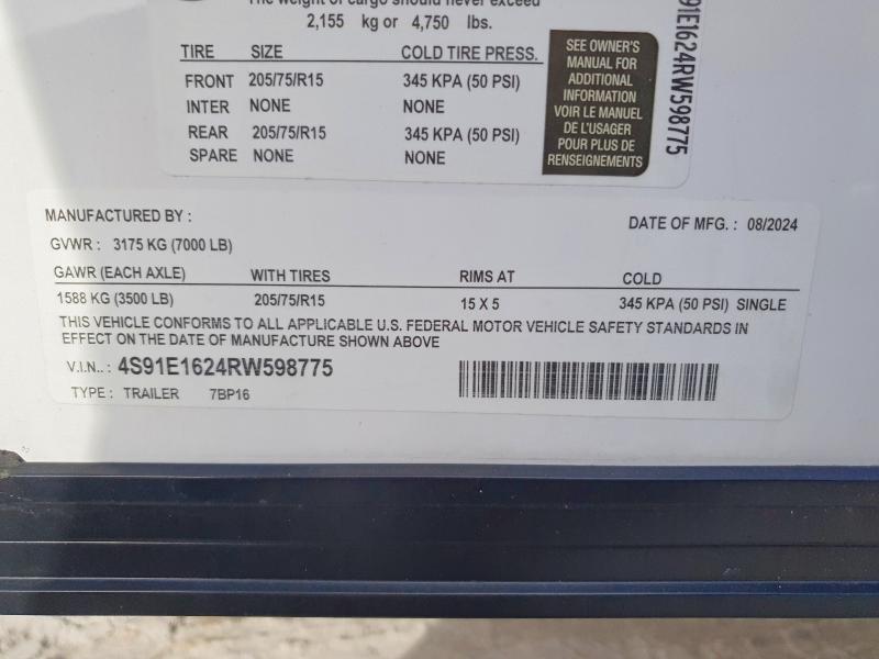 2024 Sawyer 7BP16 Enclosed Cargo Trailer