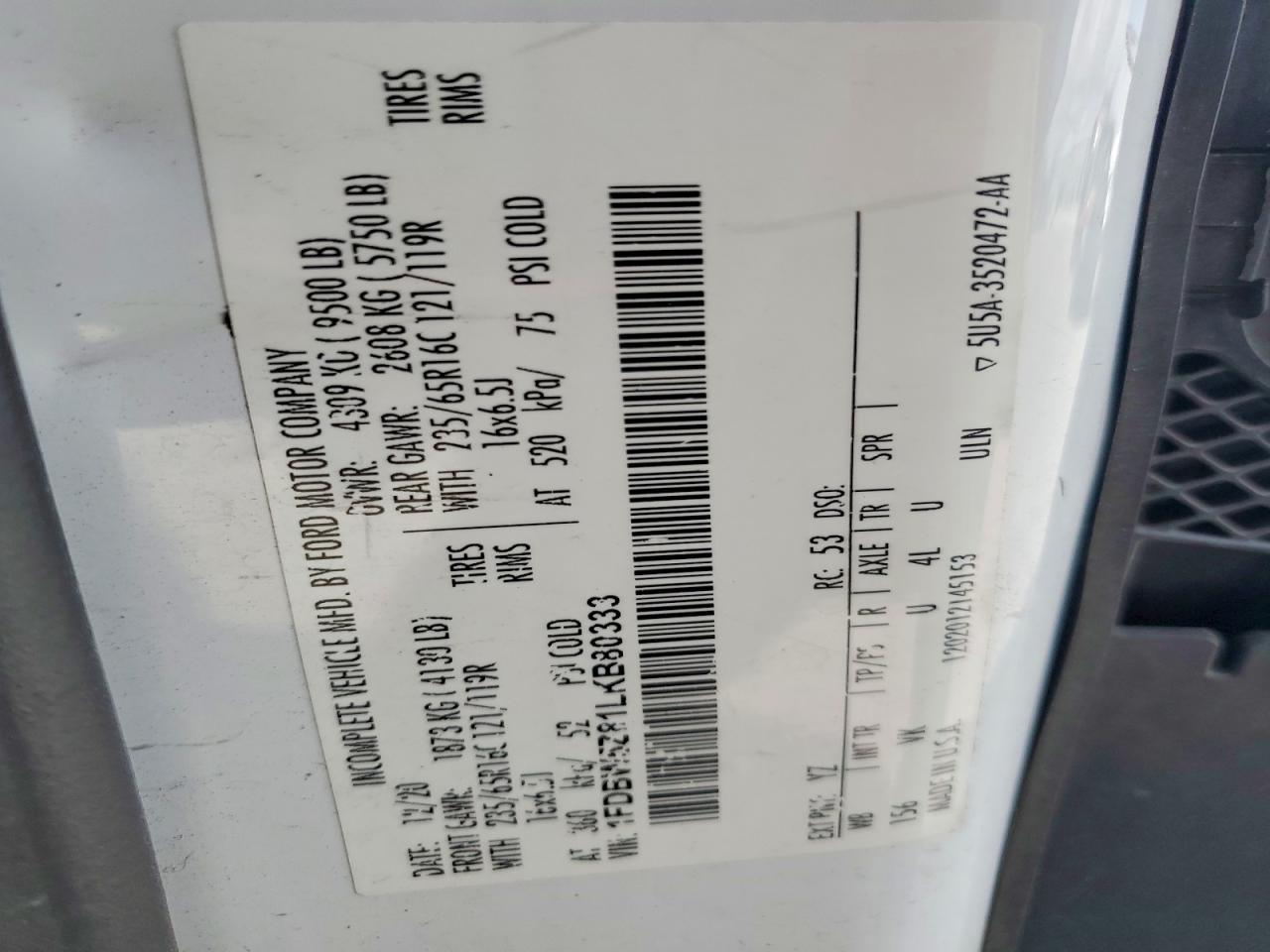 2020 Ford Transit Delivery Truck