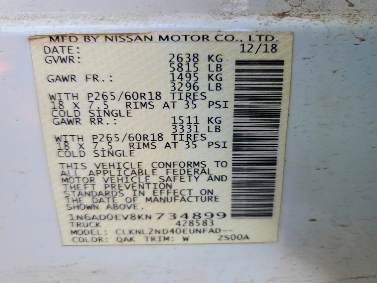 2019 Nissan Frontier SV