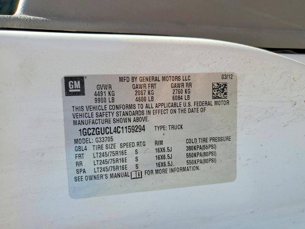 2012 Chev Rolet Express 3500 Cargo Delivery Van