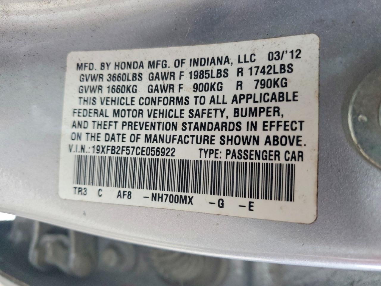 2012 Honda Civic lx