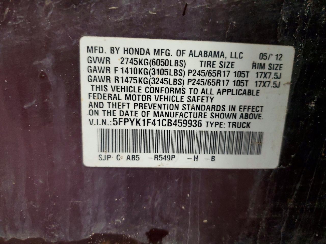 2012 Honda Ridgeline rts