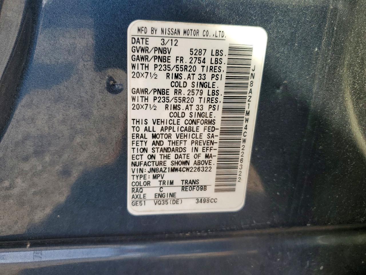 2012 Nissan Murano s