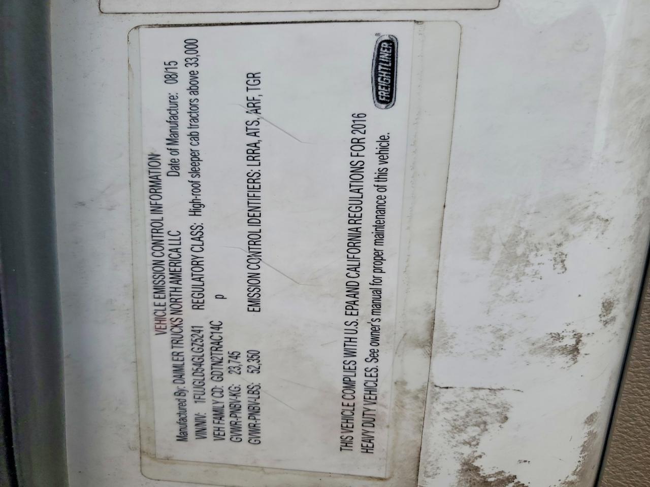 2016 Freightliner Cascadia 125 Semi Truck