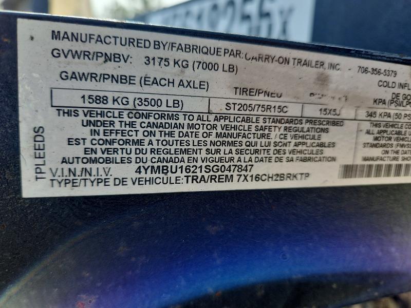 2025 Carry-On 7X16CH2BRKTP Equipment Trailer