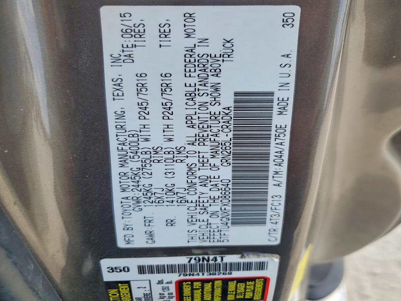 2015 Toyota Tacoma 4X2