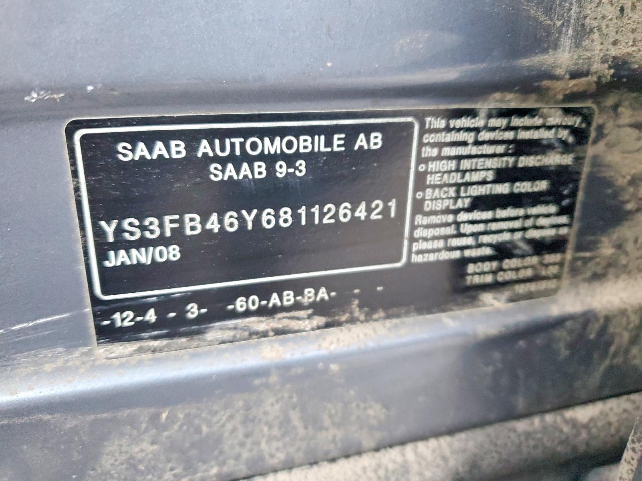 2008 Saab 9-3 2.0t