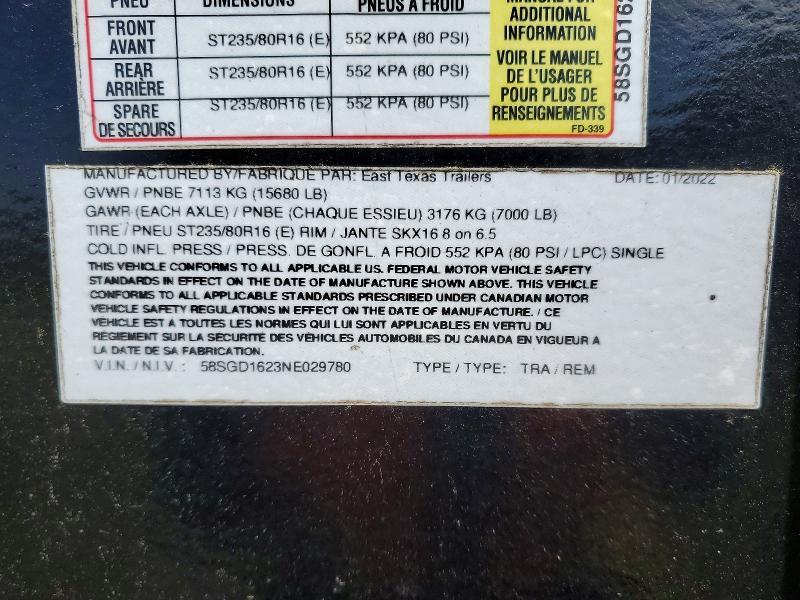 2022 East Texas Dump Trailer
